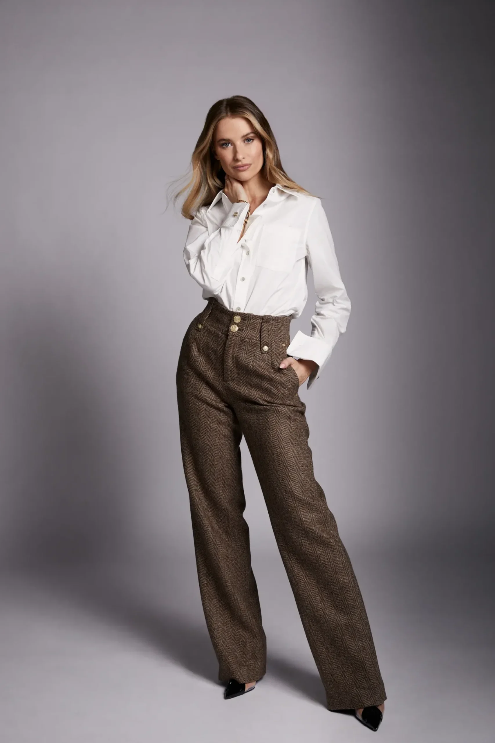High Waisted Straight Trouser