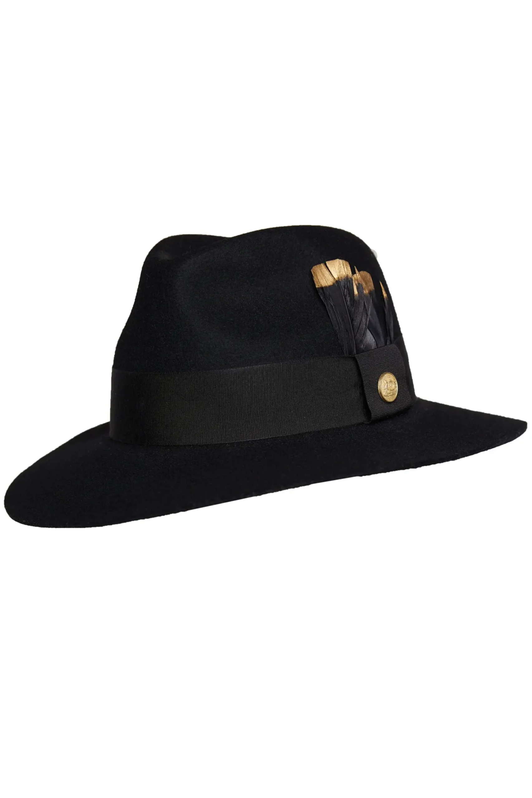 Trilby Hat Gold Feather